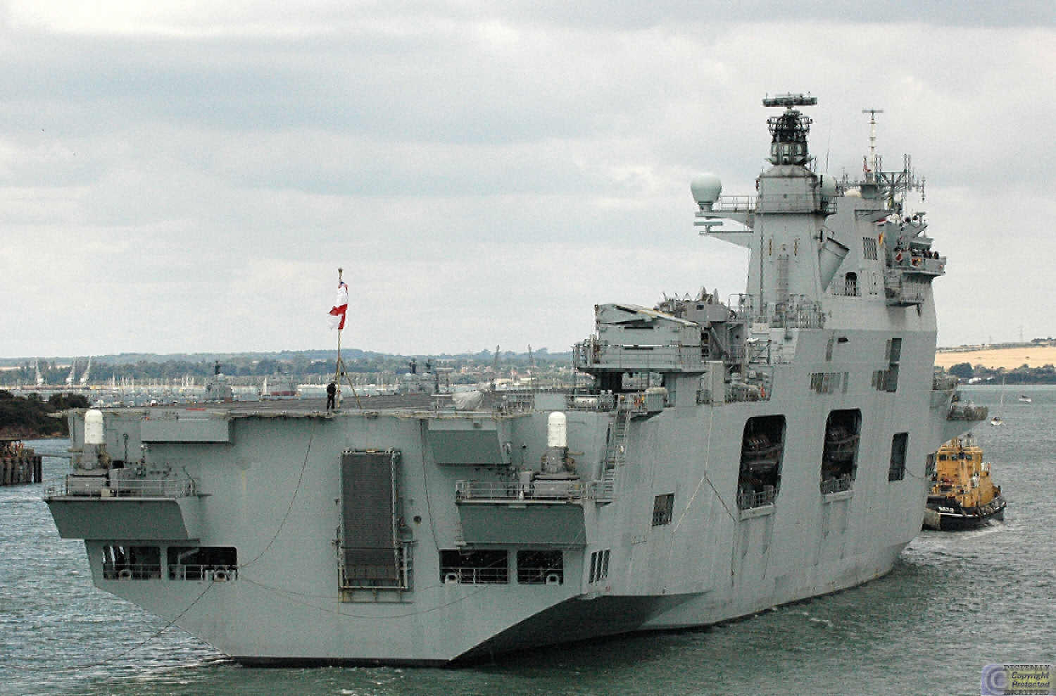 BEMIL    HMS Ocean L12 Entering Portsmouth Harbour L12 On 060829 01 